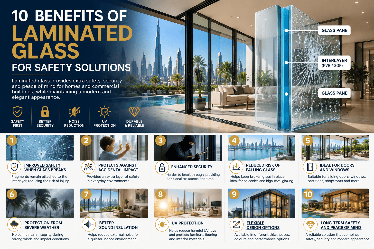 10 Benefits of Laminated Glass for Safety Solutions